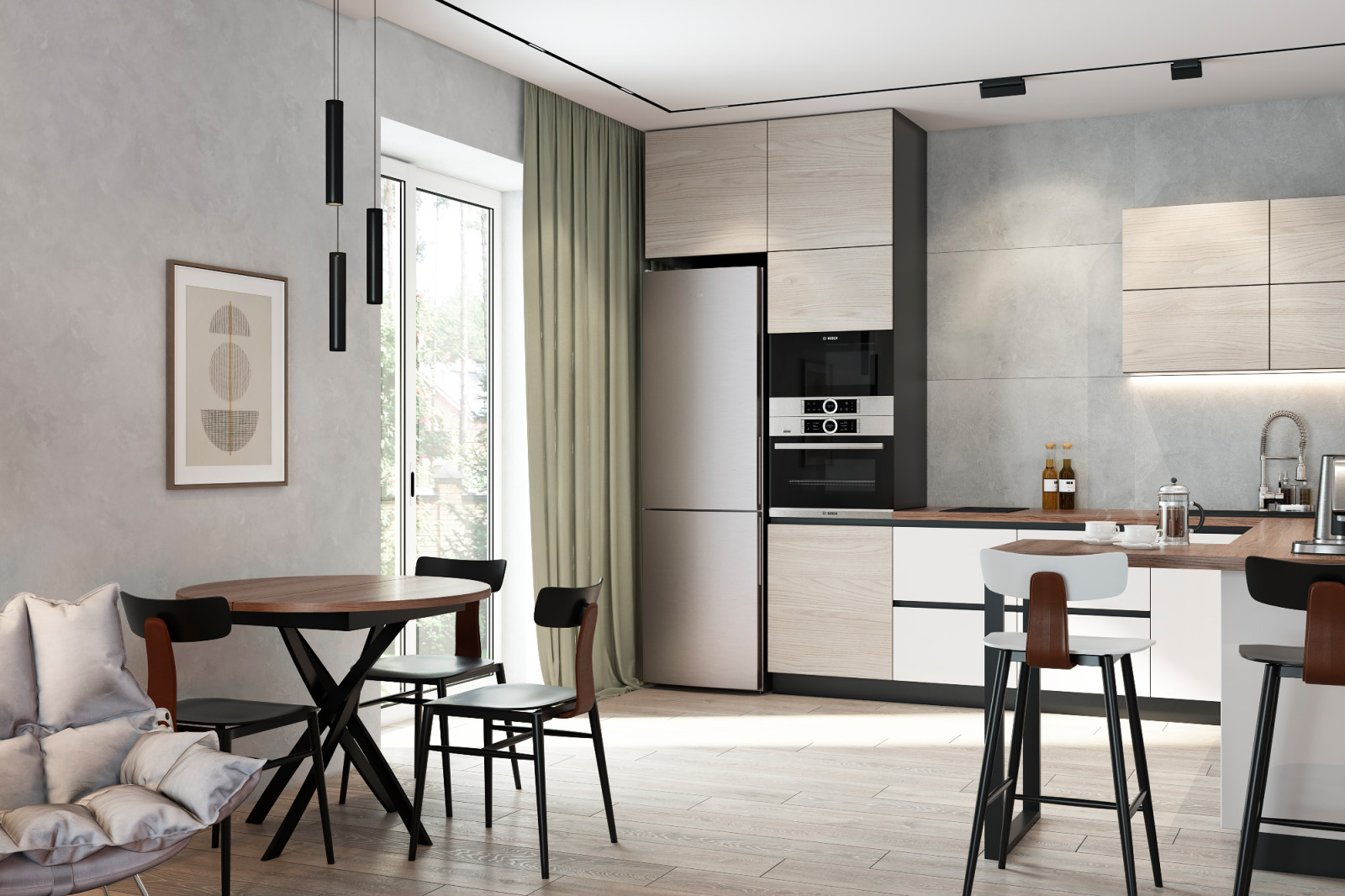 Кухня-гостиная в загородном доме