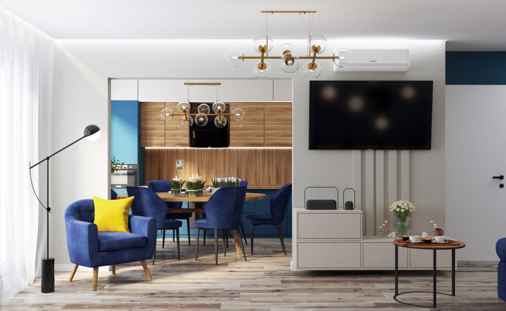 Дизайн с акцентным синим