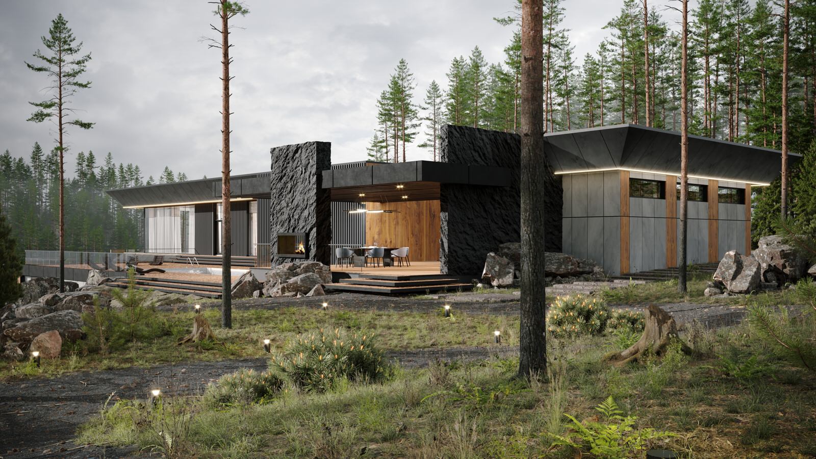 Дом на рельефе 550 м.кв