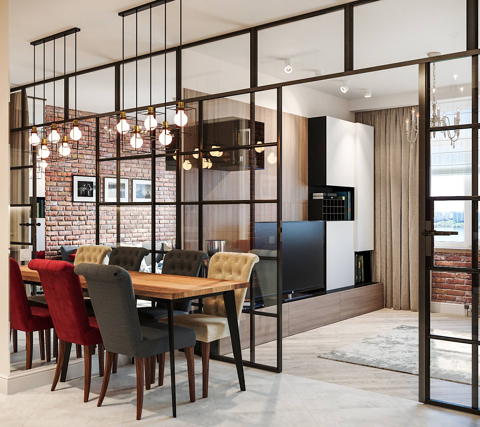 Женственный лофт в ЖК Триколор (визуализация)