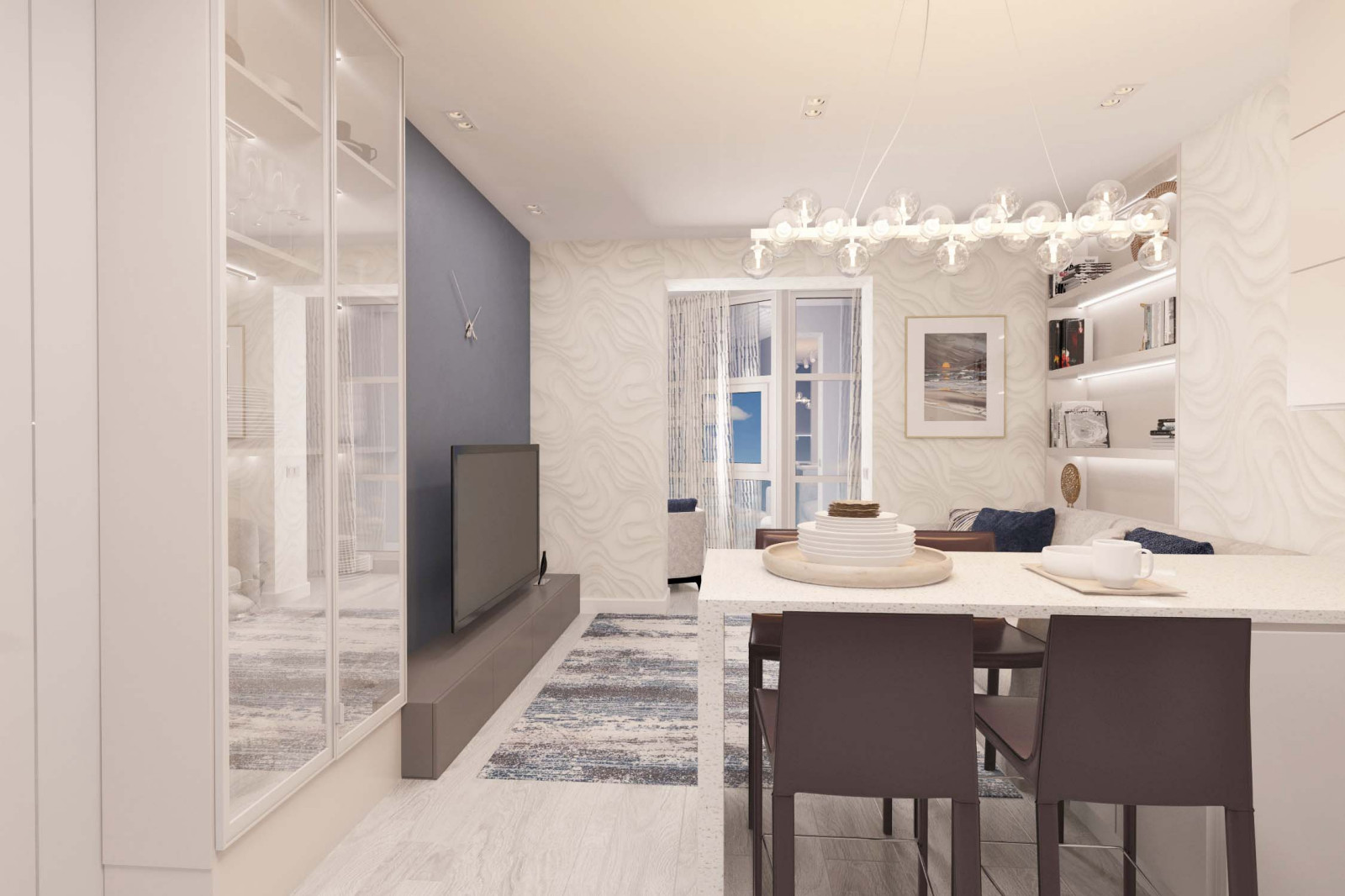 Обложка проекта: Дизайн интерьера гостиной-студии в ЖК Аквамарин (Барнаул)