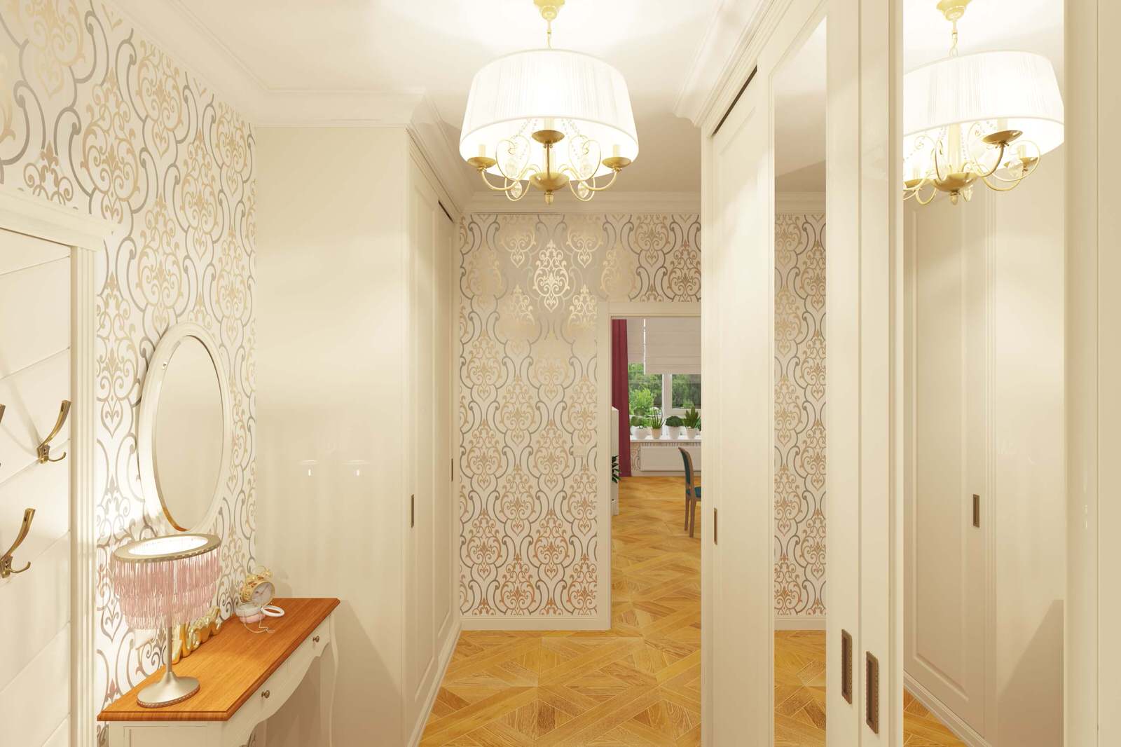 Двухкомнатная квартира 61м2 в ЖК "Соколиный форт" в стиле неоклассика