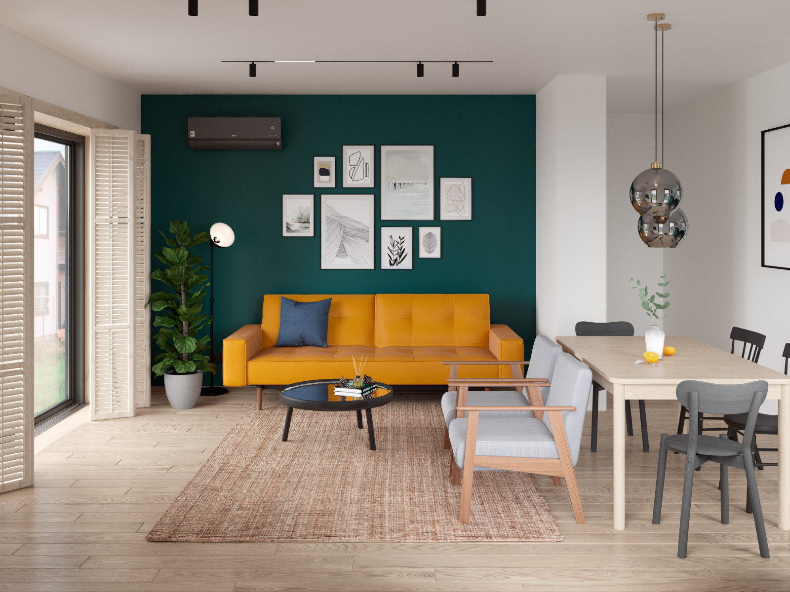 Обложка проекта: Апельсиновый диван в современном интерьере