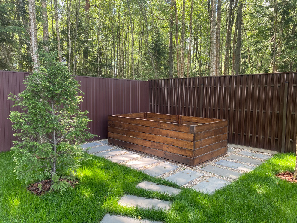 Обложка проекта: КП ЭкоПарк Ушаково. Ландшафт. Беседка с ББК в стиле дома.