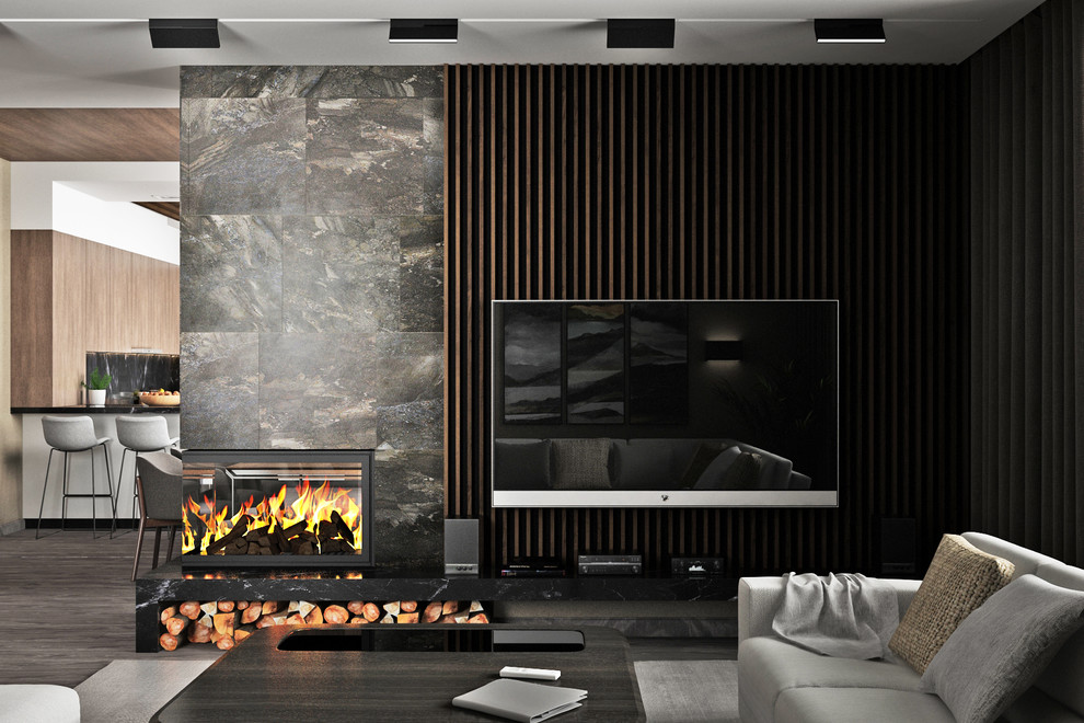 Дизайн кухни с гостинной