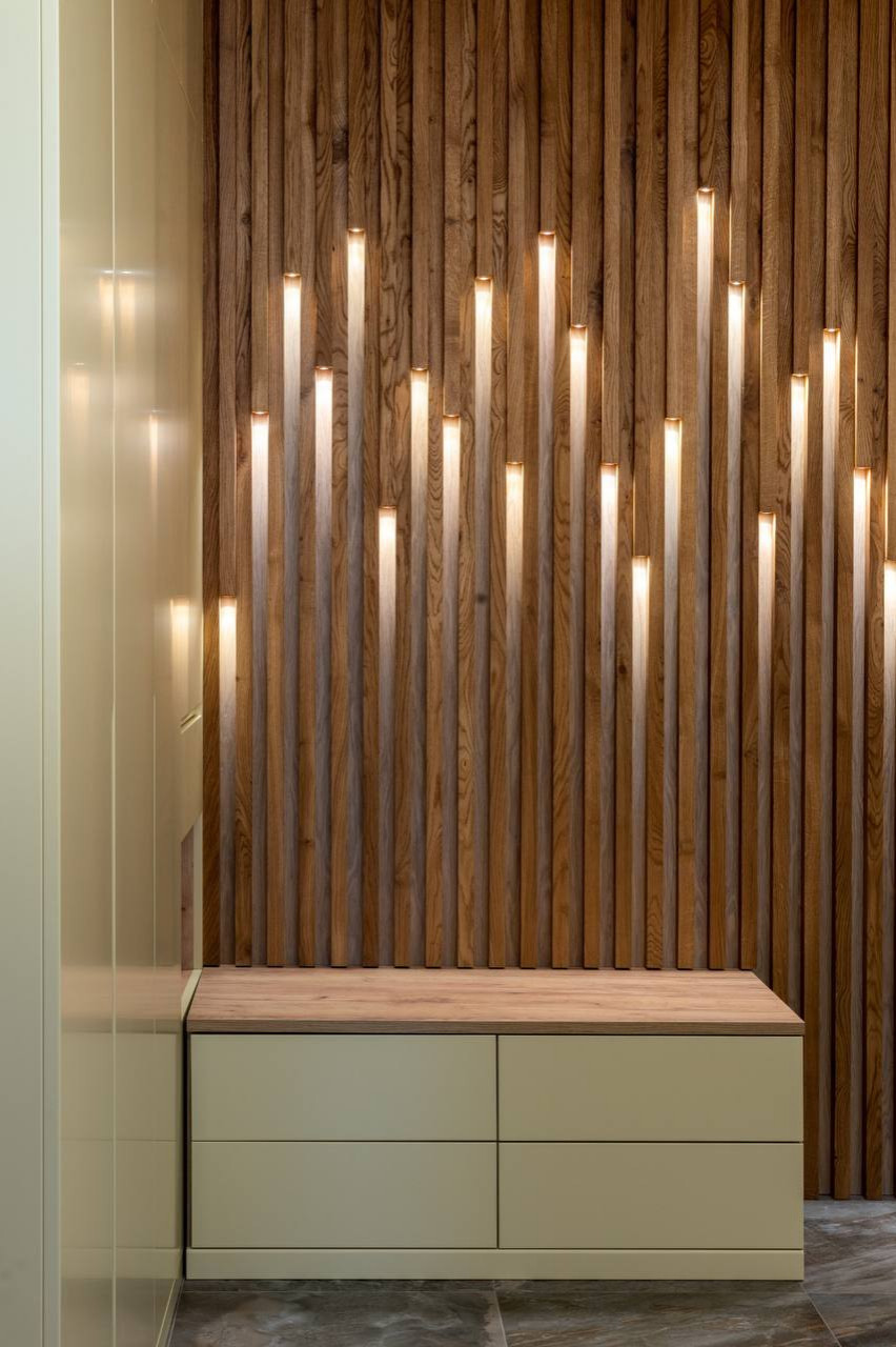 Стеновая панель с подсветкой - Дуб