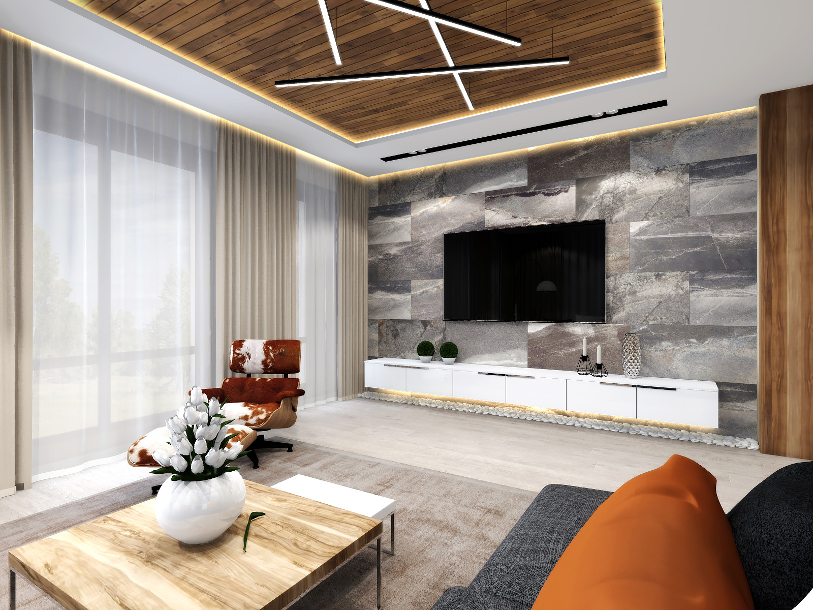 Кухня-гостиная загородного дома