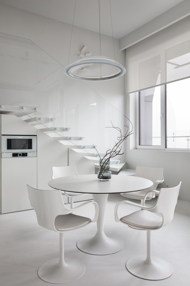 Stylish monochromatic white penthouse