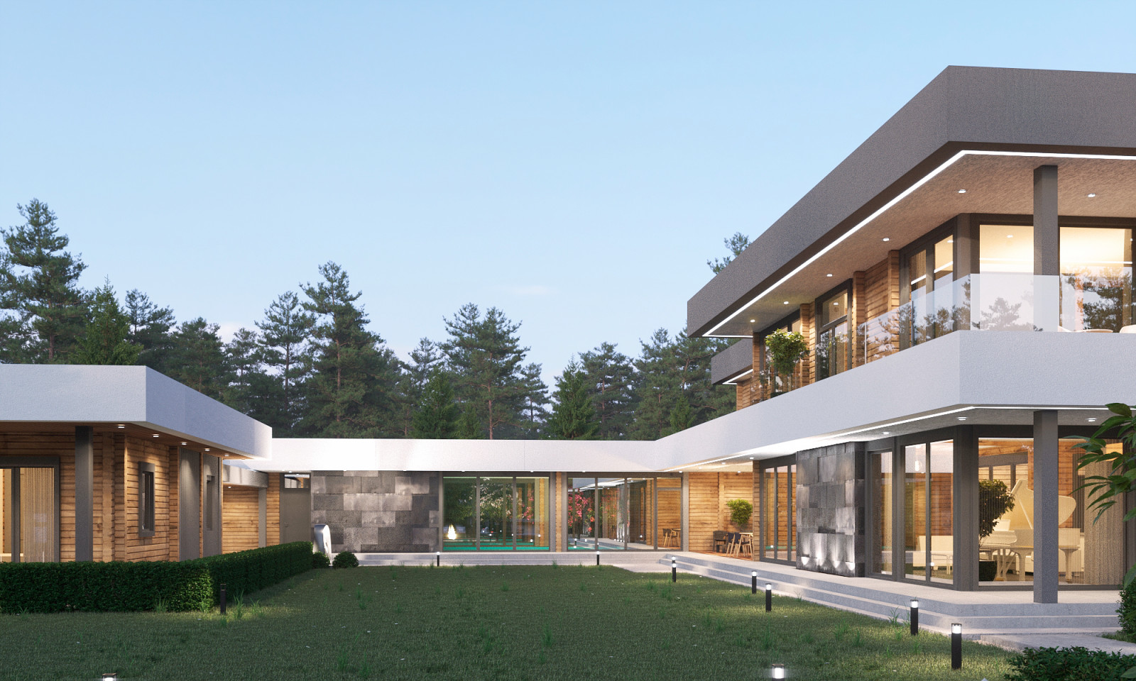 Проект дома из бруса в стиле минимализм