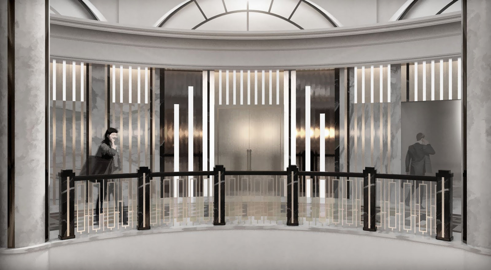 Visualizations of ground floor of Moscow Marriott Tverskaya Hotel
