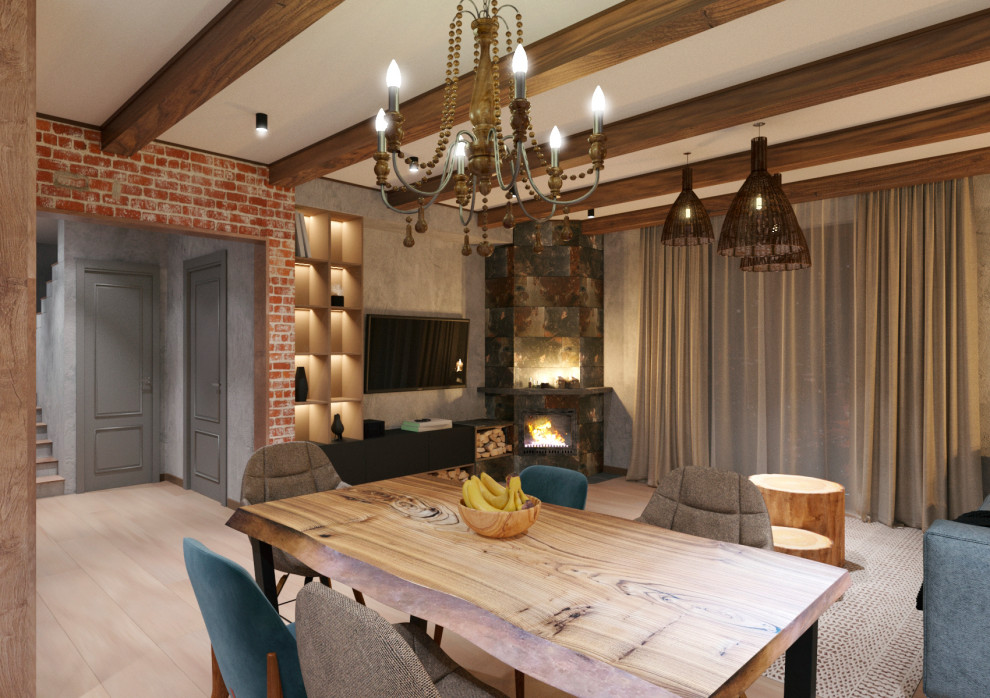 Кухня-гостиная с элементами лофта