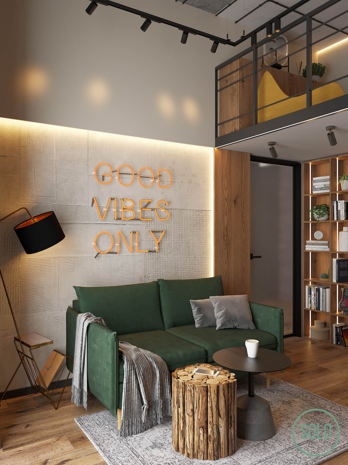 Лофт со спальней на втором уровне