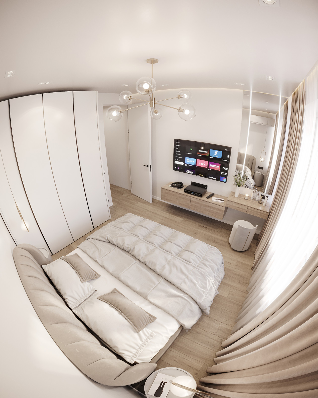 Дизайн и 3д-визуализация спальни в ЖК Преображение