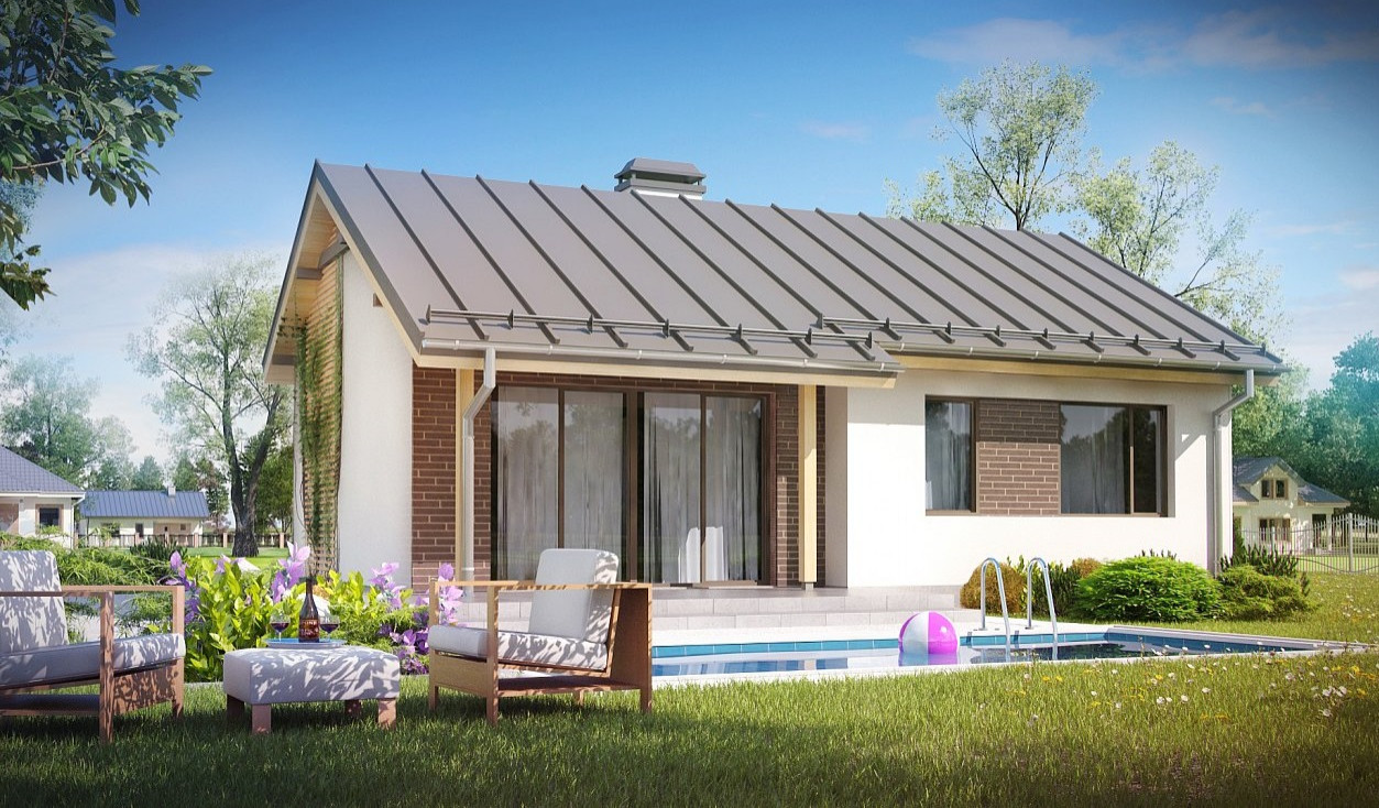 Простой одноэтажный дом небольшой площади