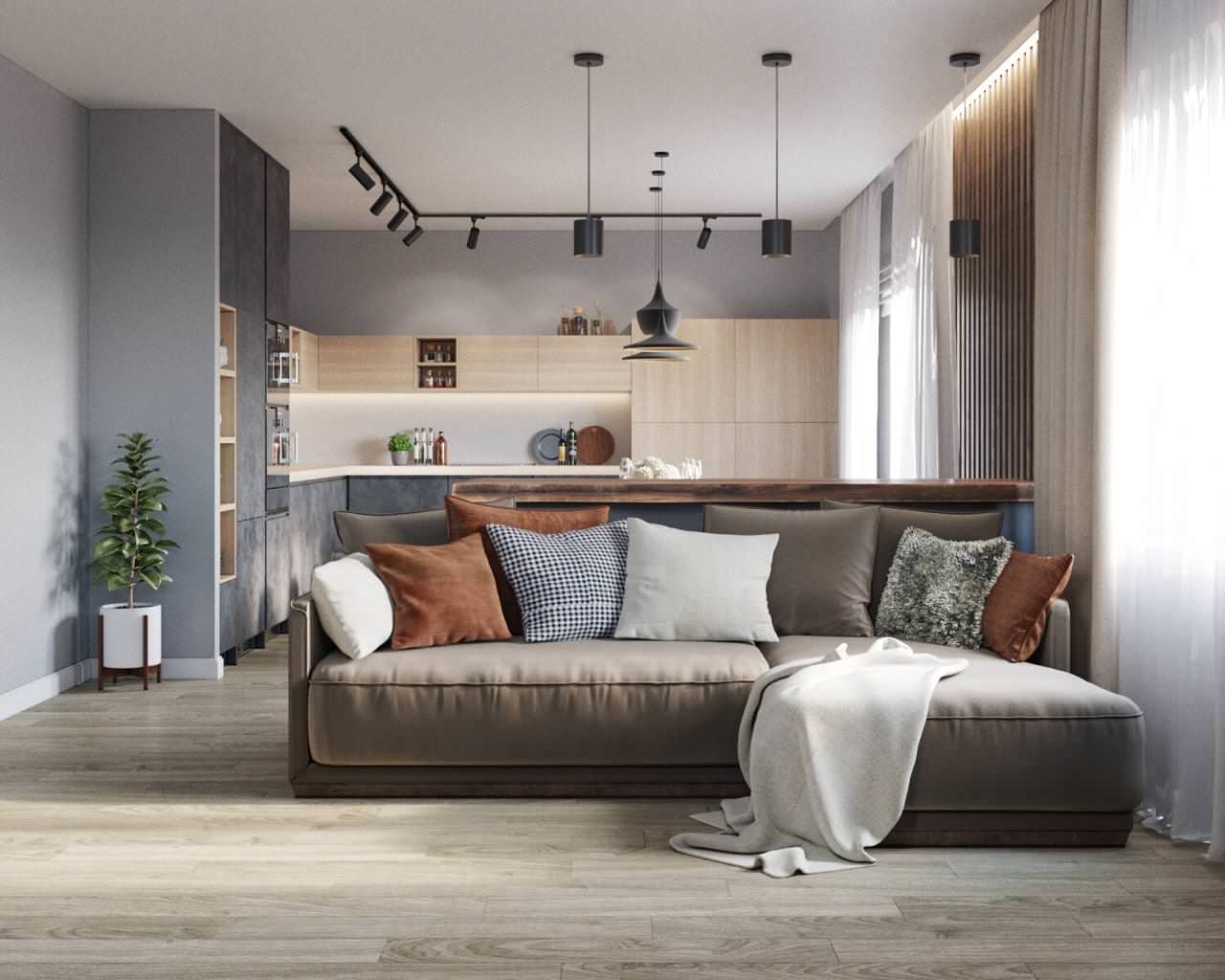 Кухня для семейной пары с двумя детьми.