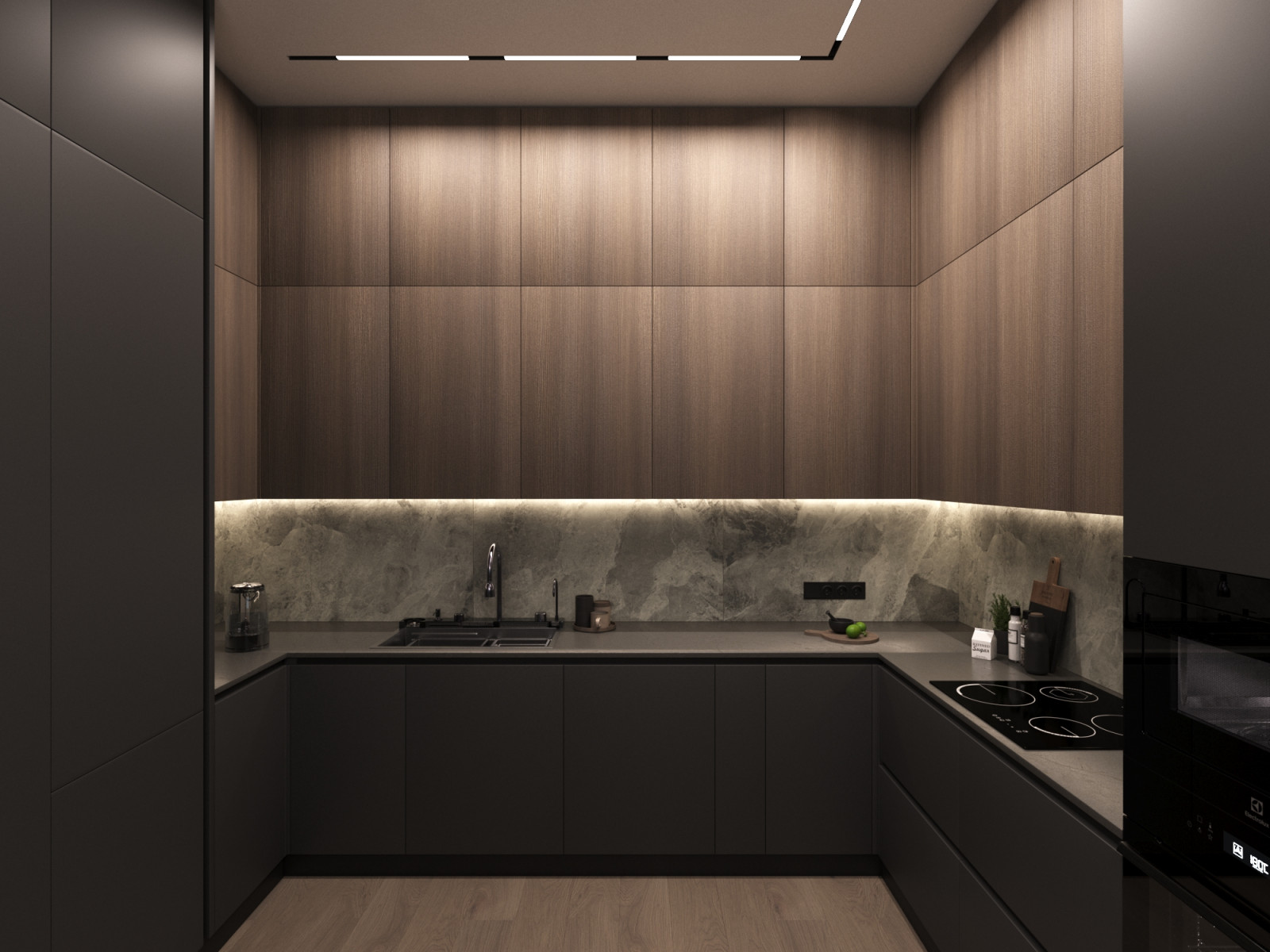 Дизайн интерьера квартиры 77 м2 с 2-мя санузлами и гардеробной