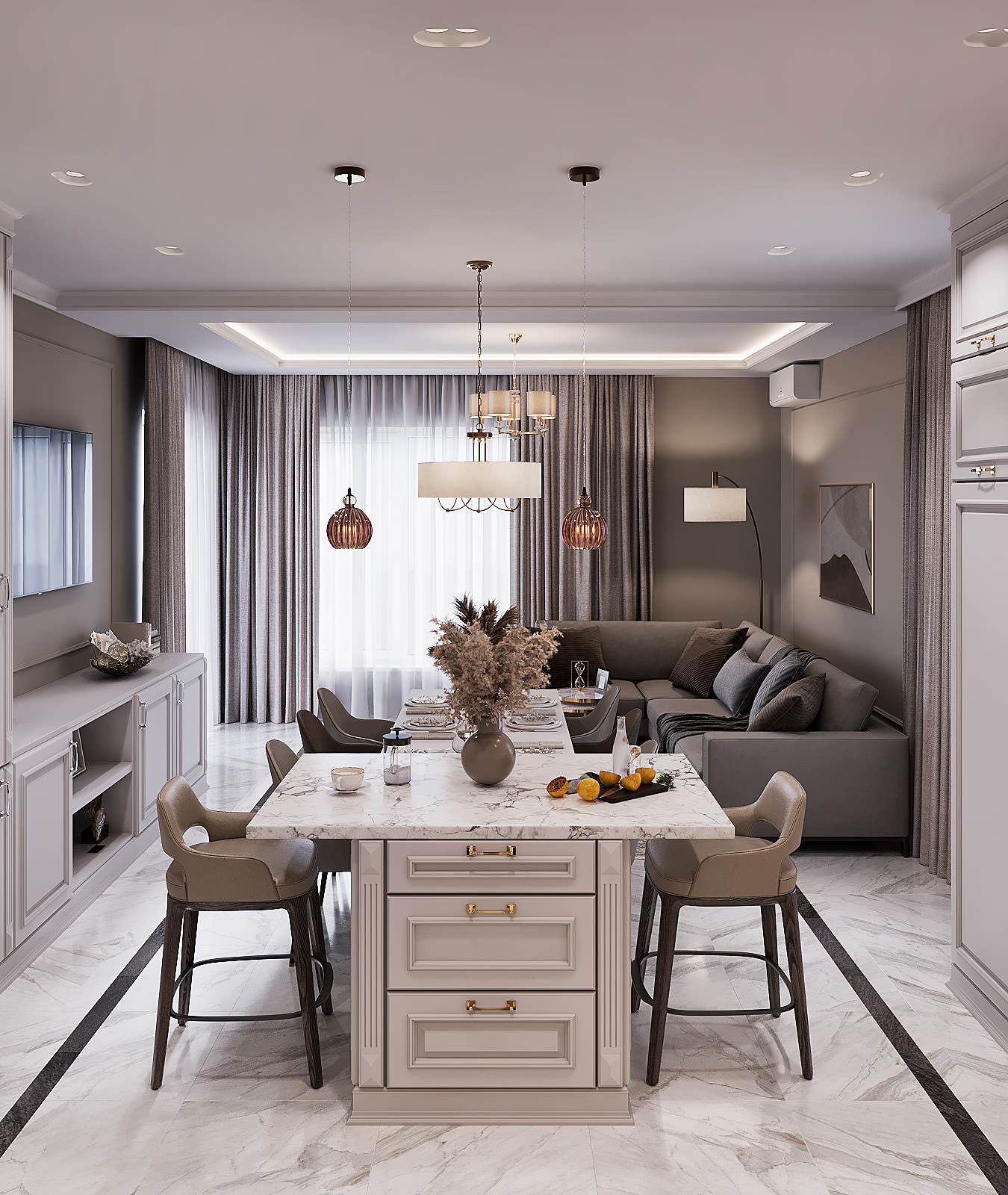 Проект интерьера частного дома, г. Ростов-на-Дону, площадью 120 кв.м.