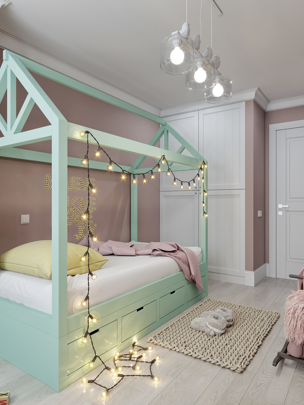 Сhildren's room with a mint accent