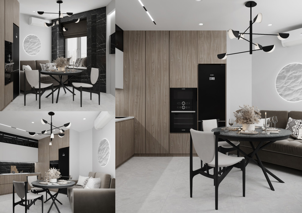 Небольшая кухня с неправильной геометрией