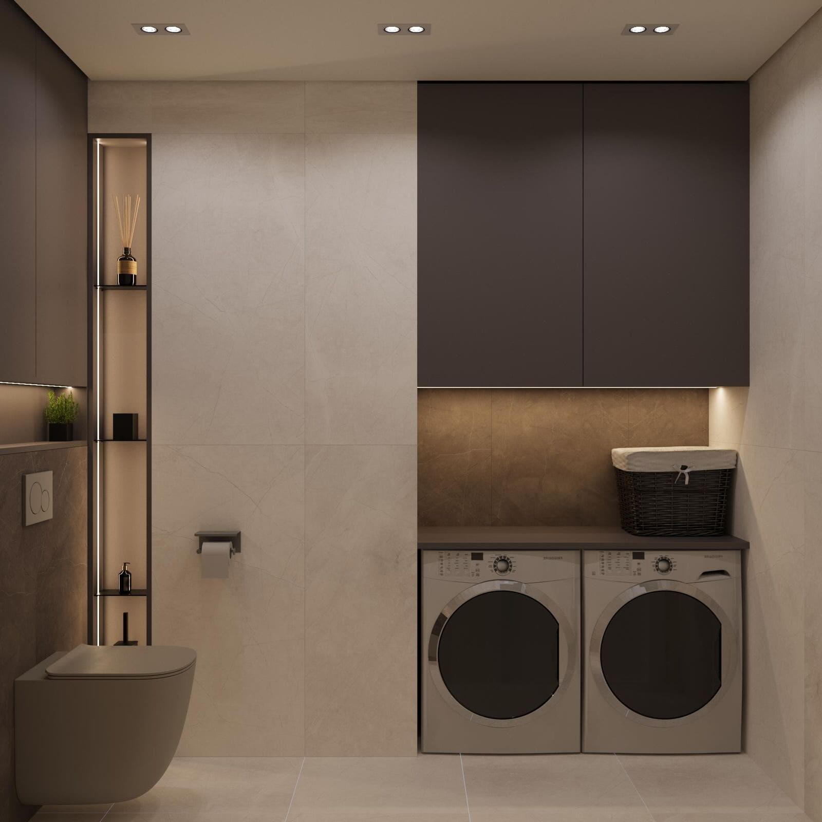 Монохромный минимализм в дизайне квартиры 100 кв. м. для семейной пары