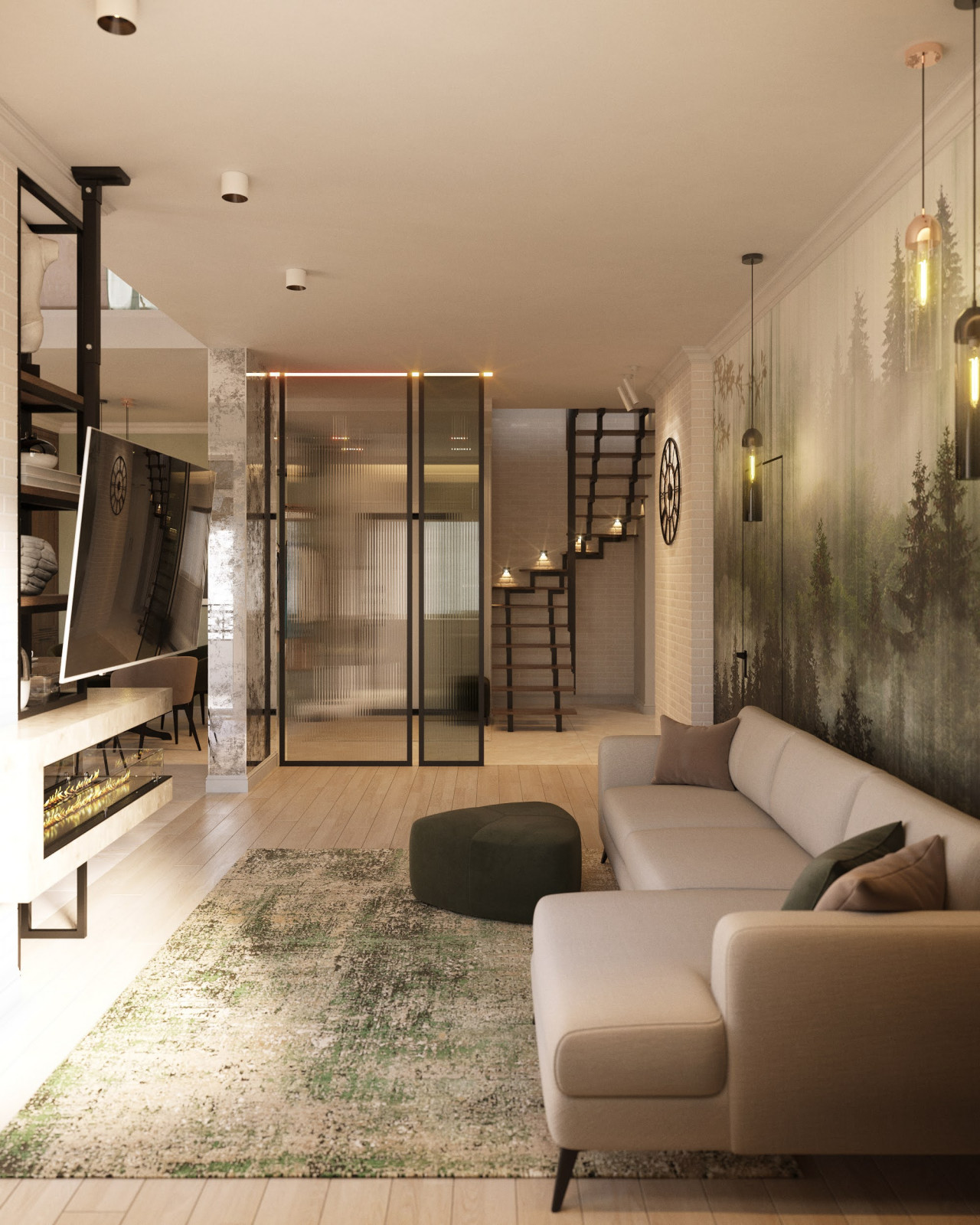 Диванная зона с фотообоями