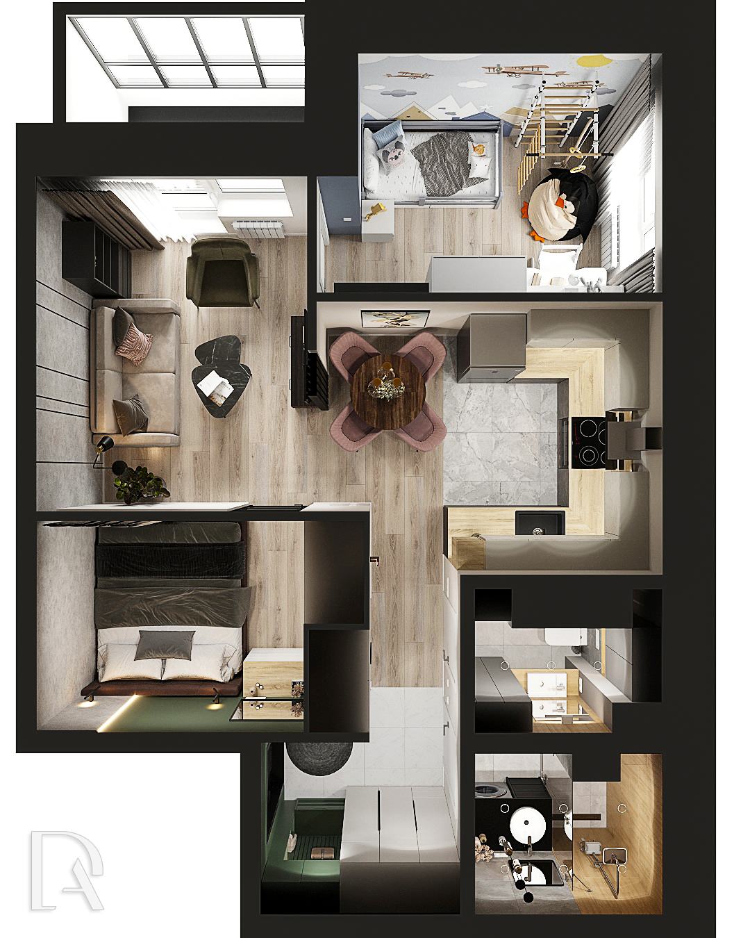 Квартира 46 м2 с интересной планировкой