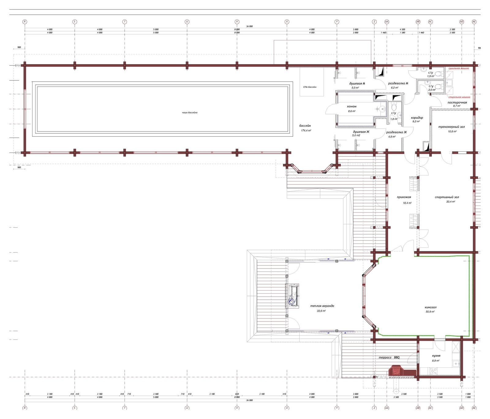 Загородный частный бассейн в поселке Медное озеро. Хонка