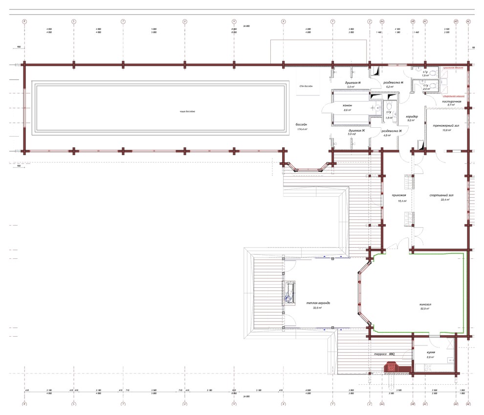 Загородный частный бассейн в поселке Медное озеро. Хонка