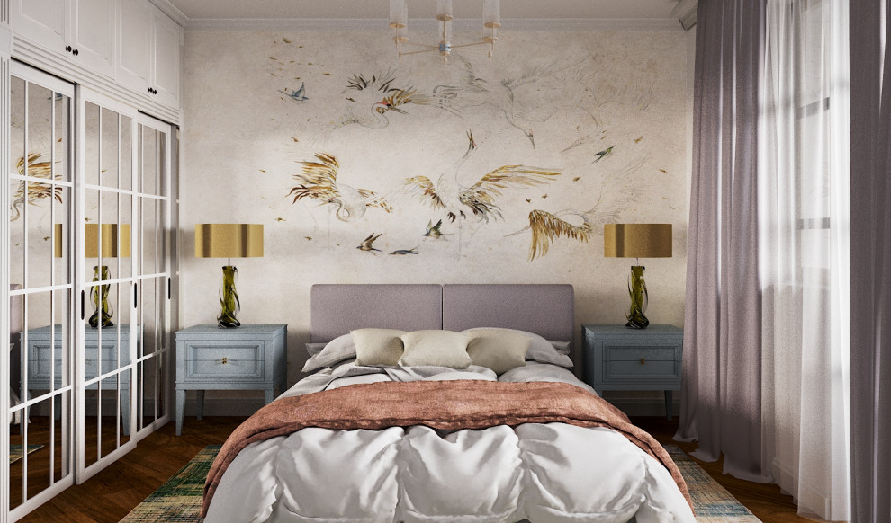 Спальня с журавлями