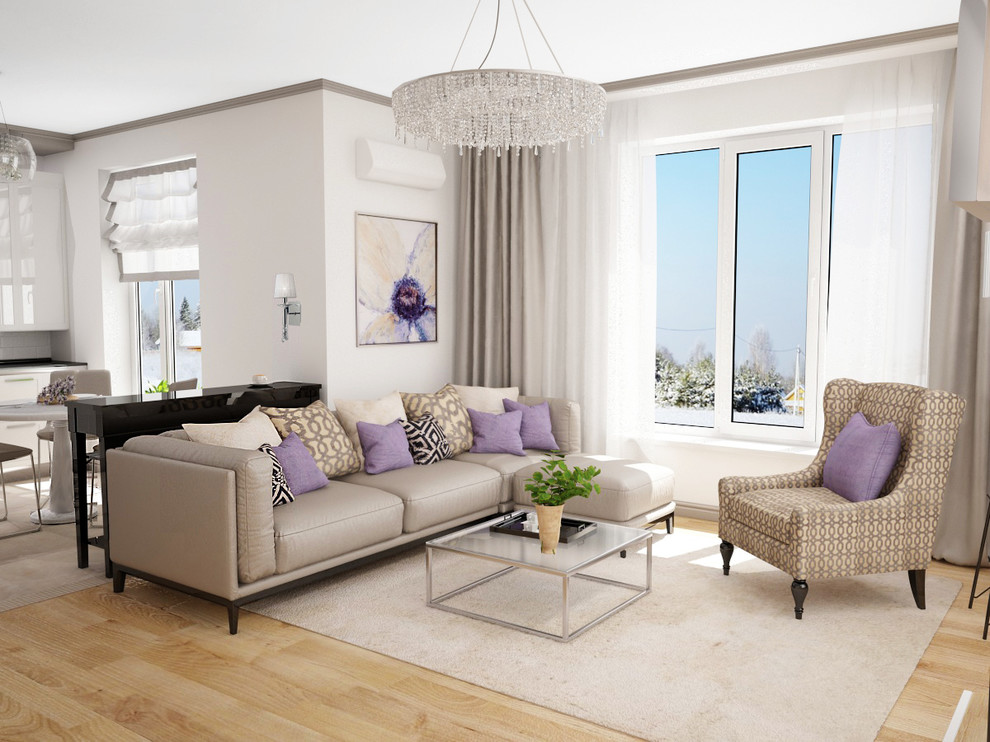 Легкий дизайн дома с сиреневыми акцентами