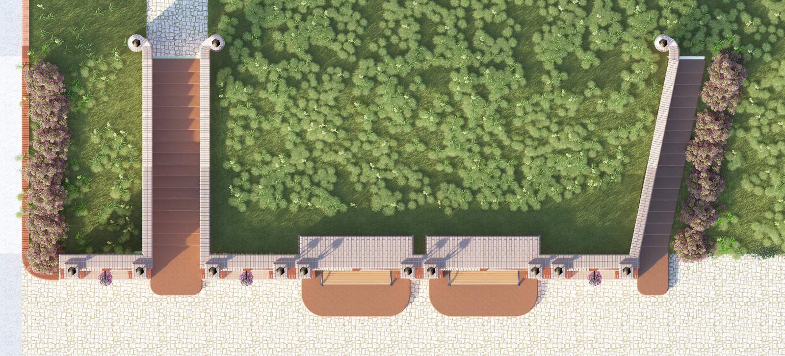 Декоративная подпорная стенка на участке загородного дома