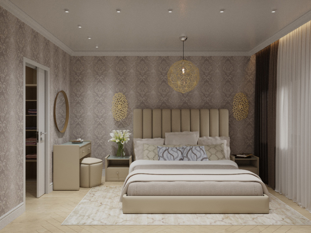 Маленькая спальня с гардеробной комнатой