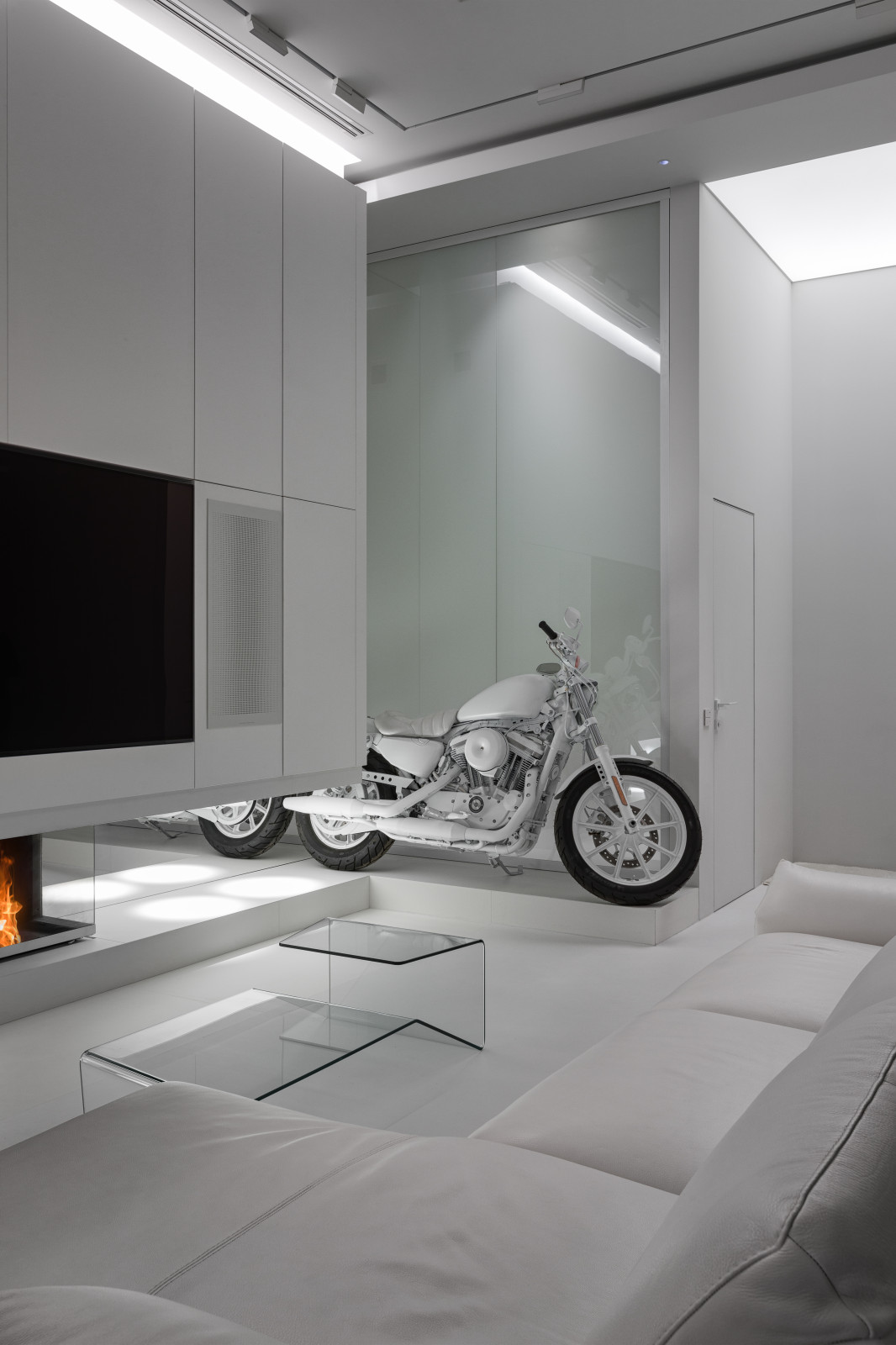 Stylish monochromatic white penthouse