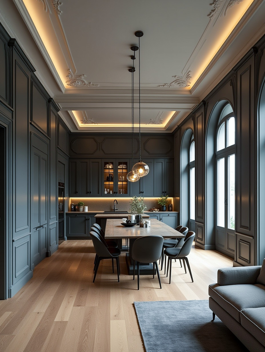 Кухня гостиная в классическом стиле