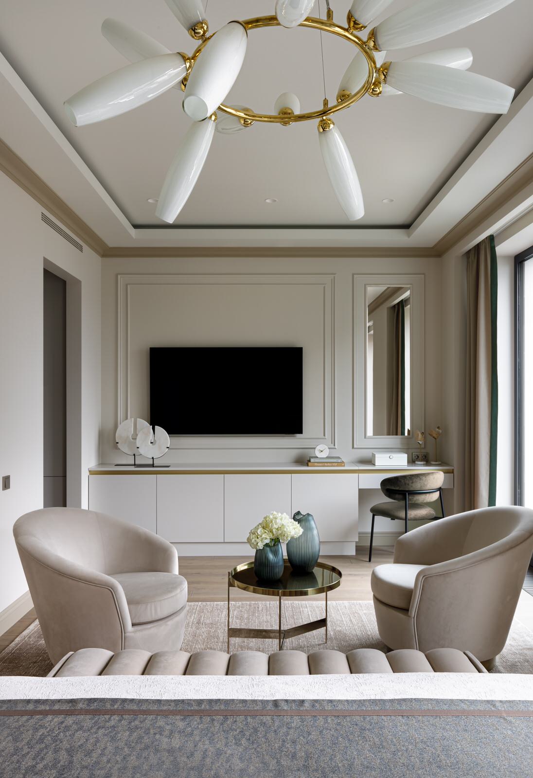 Современная классика реализованный дизайн-проект в ЖК "Прайм парк"