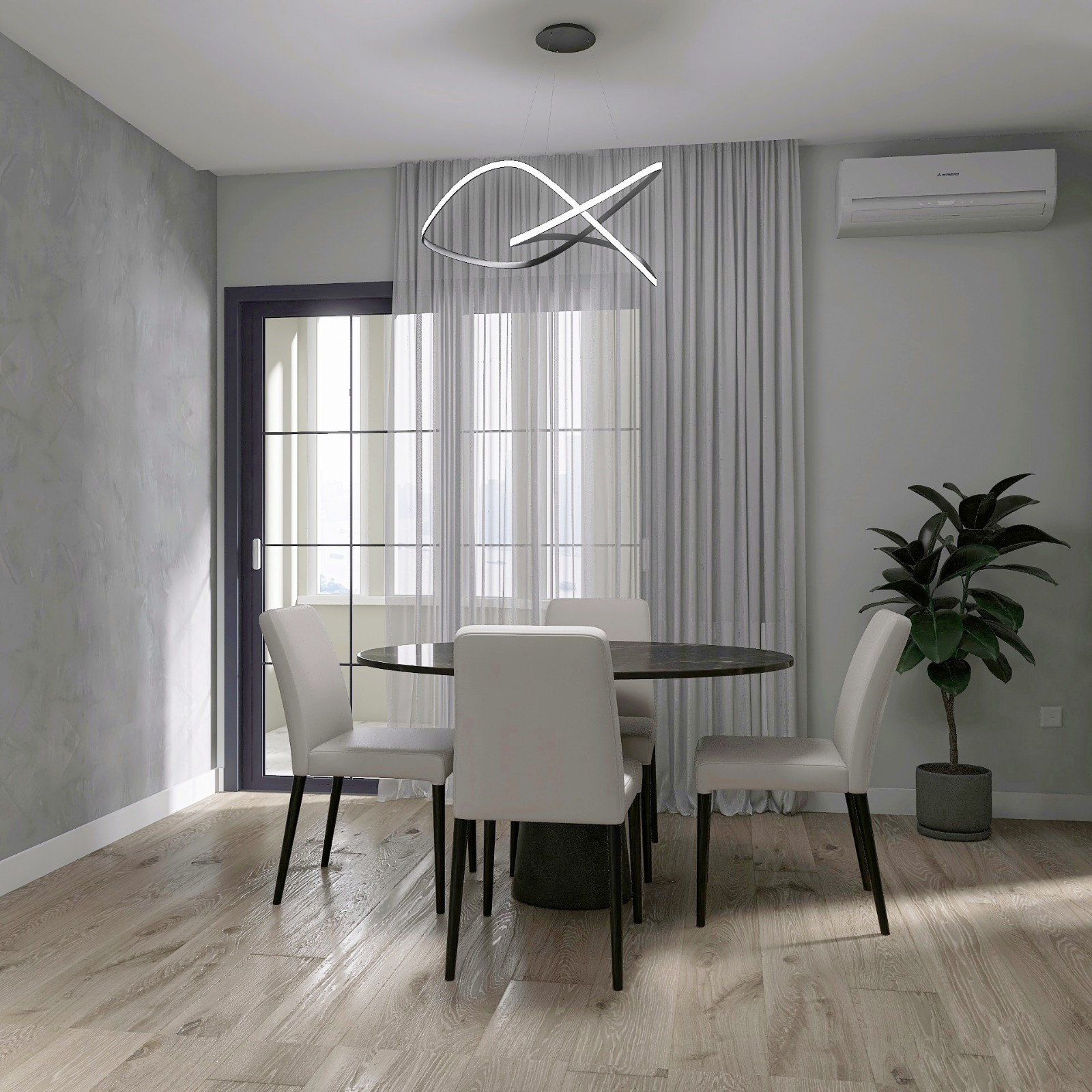 Кухня-гостиная в трехкомнатной квартире