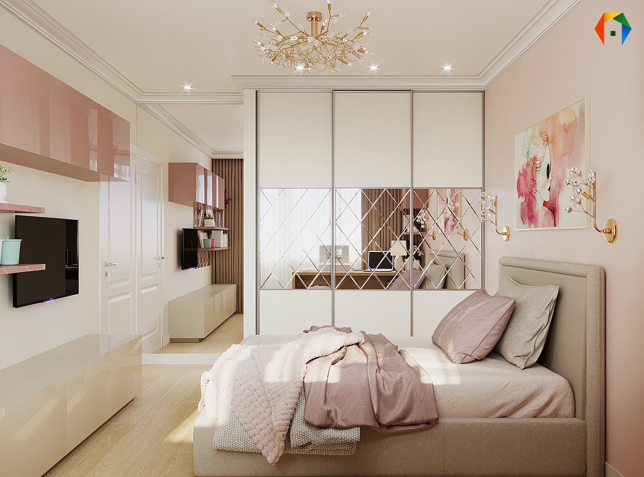 Дизайн трешки в песочных тонах