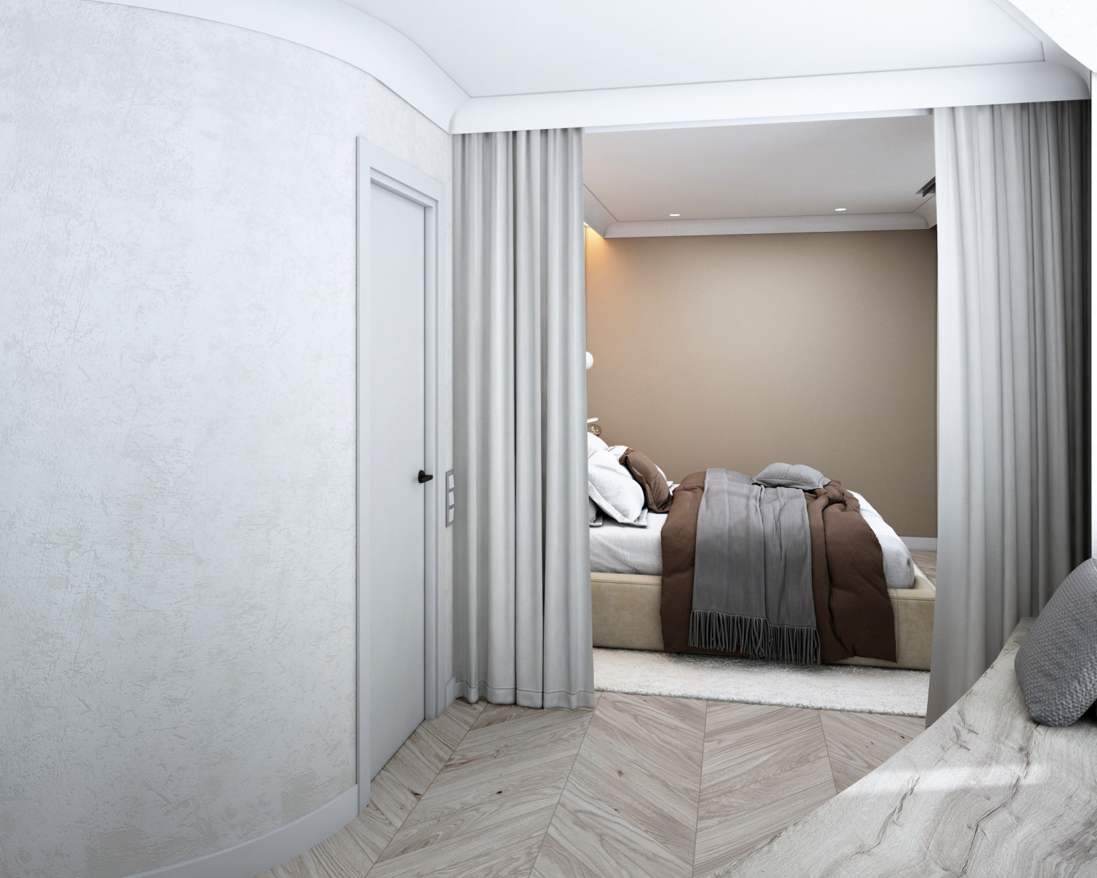 Спальня с кабинетом Интересная геометрия