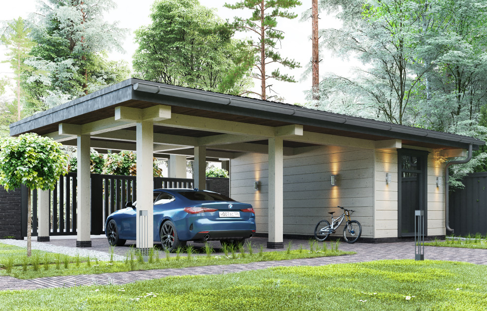 Дом из клееного бруса в лесу