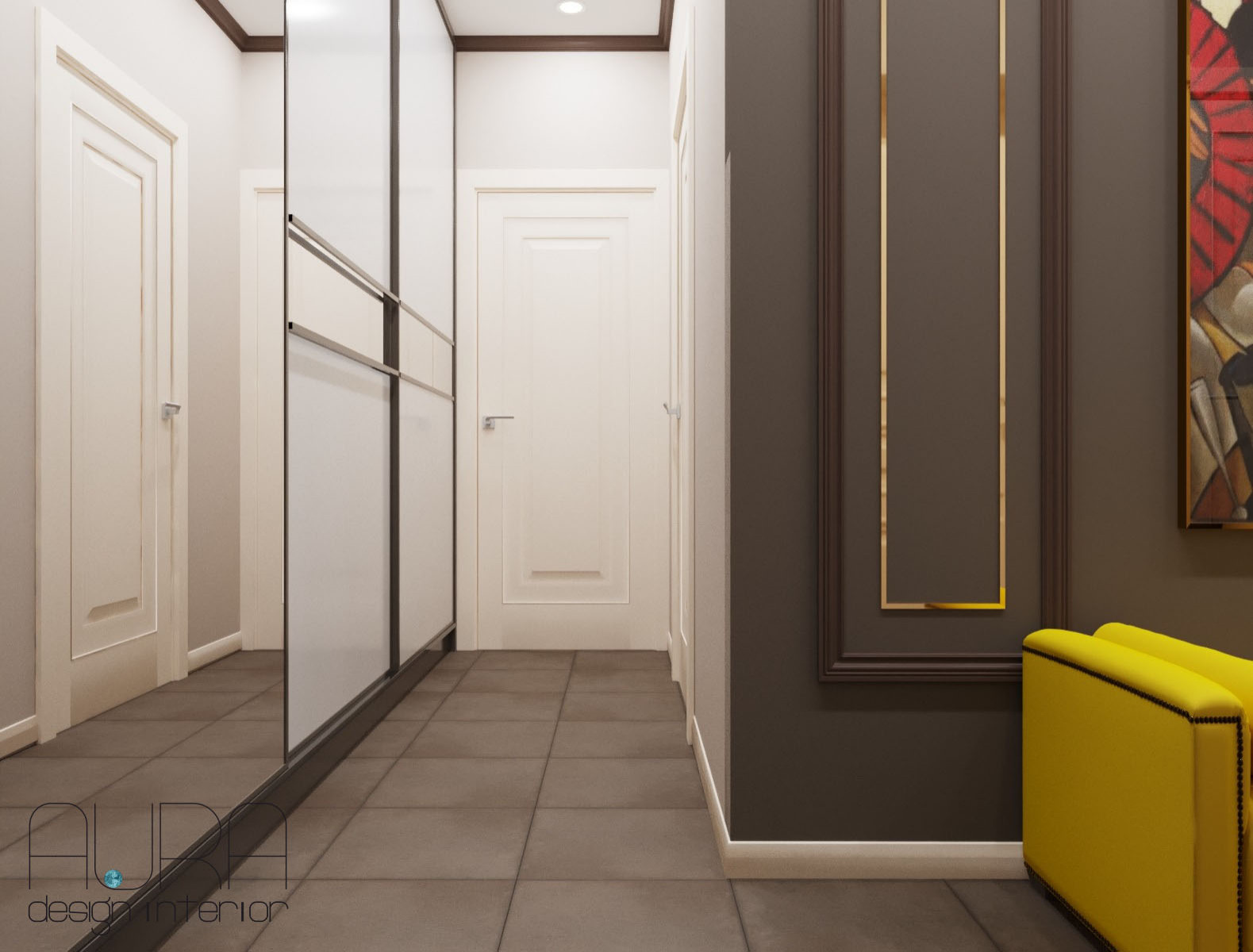 Дизайн квартиры, прихожая в темных тонах