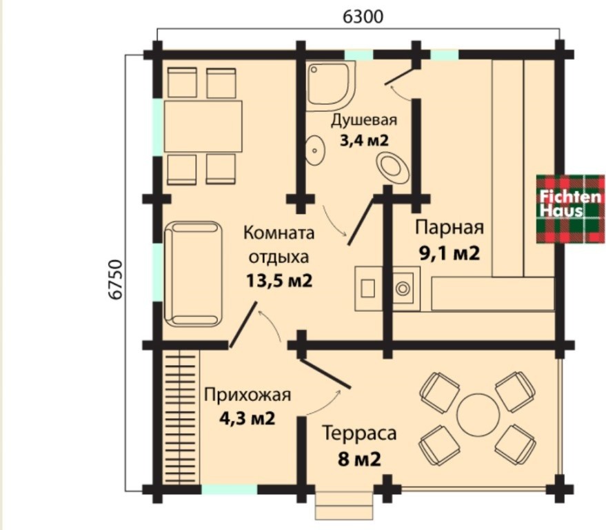 Обложка проекта: Баня из клееного бруса Фихтен Эссен
