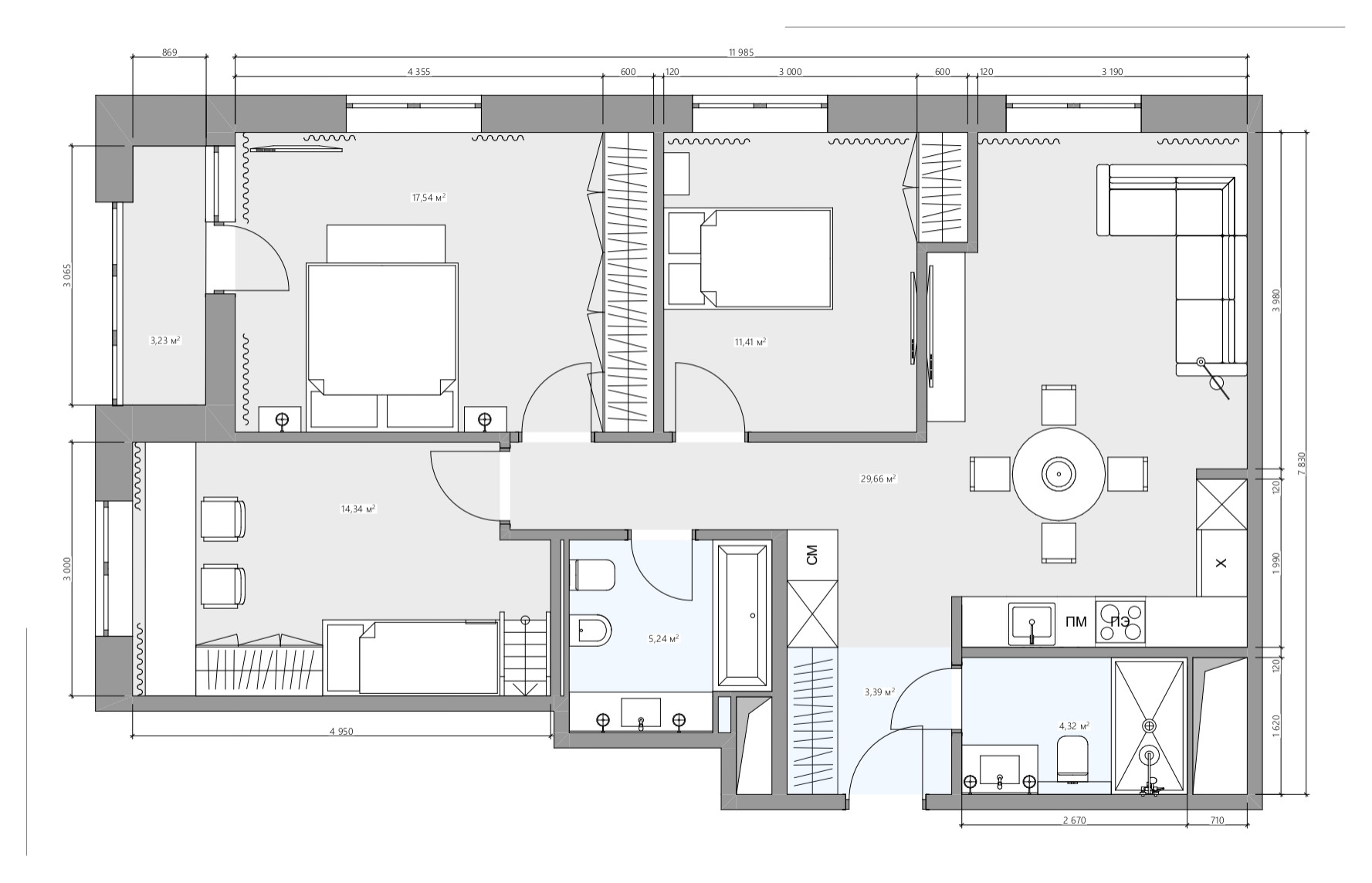 Поиск планировки: Для мамы, папы, дочек и бабушки [3 варианта]