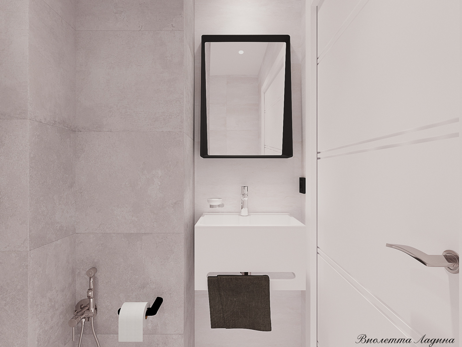 Трешка в панельном доме в современном стиле с голубым акцентом.