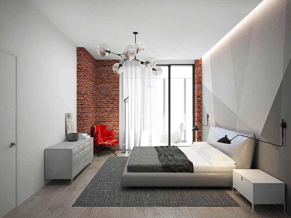 Концепт спальной комнаты в стиле лофт