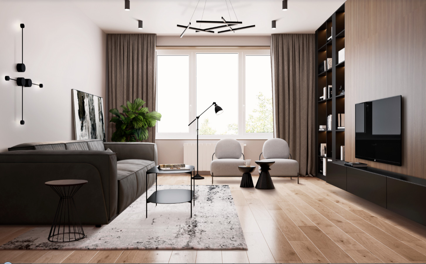 ГОСТИНАЯ В СОВРЕМЕННОМ СТИЛЕ В ЖК ПРОМЕТЕЙ
