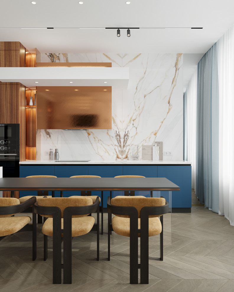 Проект Copper House - ЖК Серебряный парк (Кухня-гостиная)