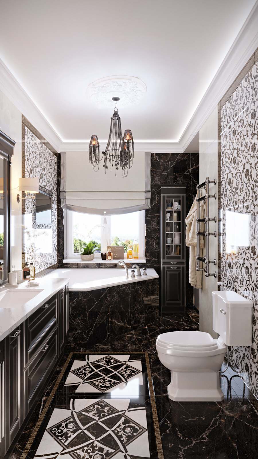 Обложка проекта: Черно-белая ванная