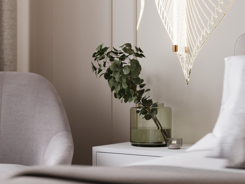 Бежевый в спальне .