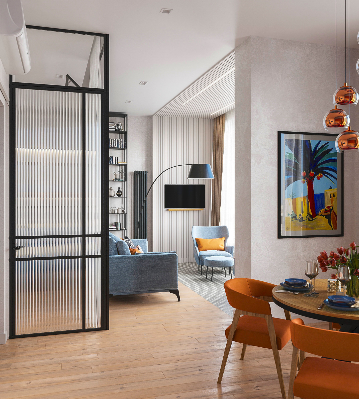 Оранжевое настроение. Квартира с панорамным видом 70 кв.м. в ЖК Дыхание