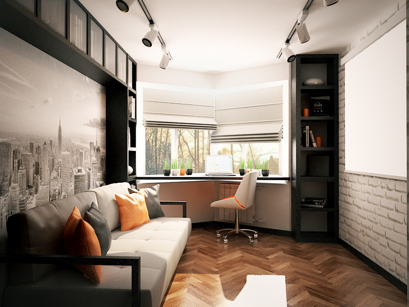 Концепция комнаты для молодого человека